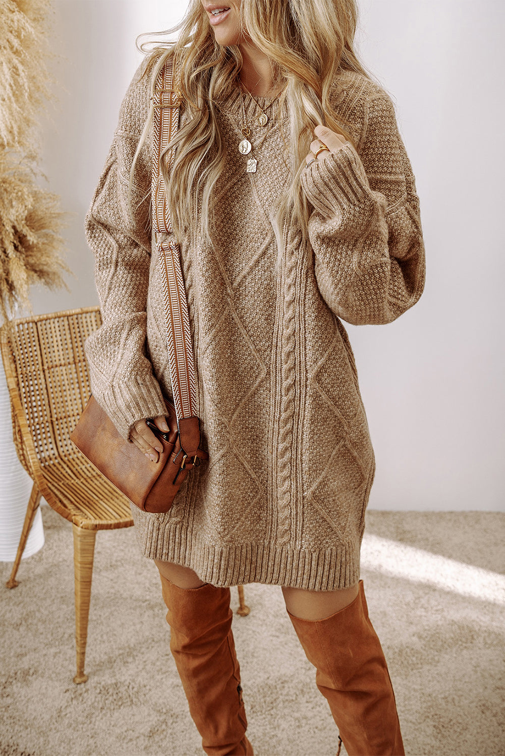 Women's Cable Knit Sweater Dress