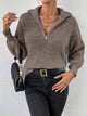 Women's Chunky Rib Knit Half-Zip Sweater with Batwing Sleeves