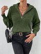 Women's Chunky Rib Knit Half-Zip Sweater with Batwing Sleeves