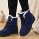 Women's Faux Suede Fleece-Lined Lace-Up Winter Ankle Boots