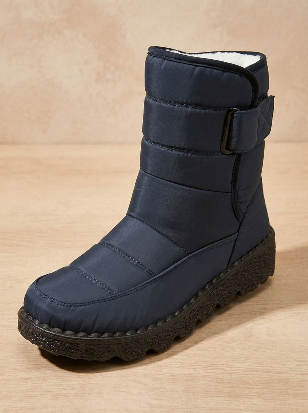 Women's Fleece-Lined Mid-Calf Winter Boots with Strap