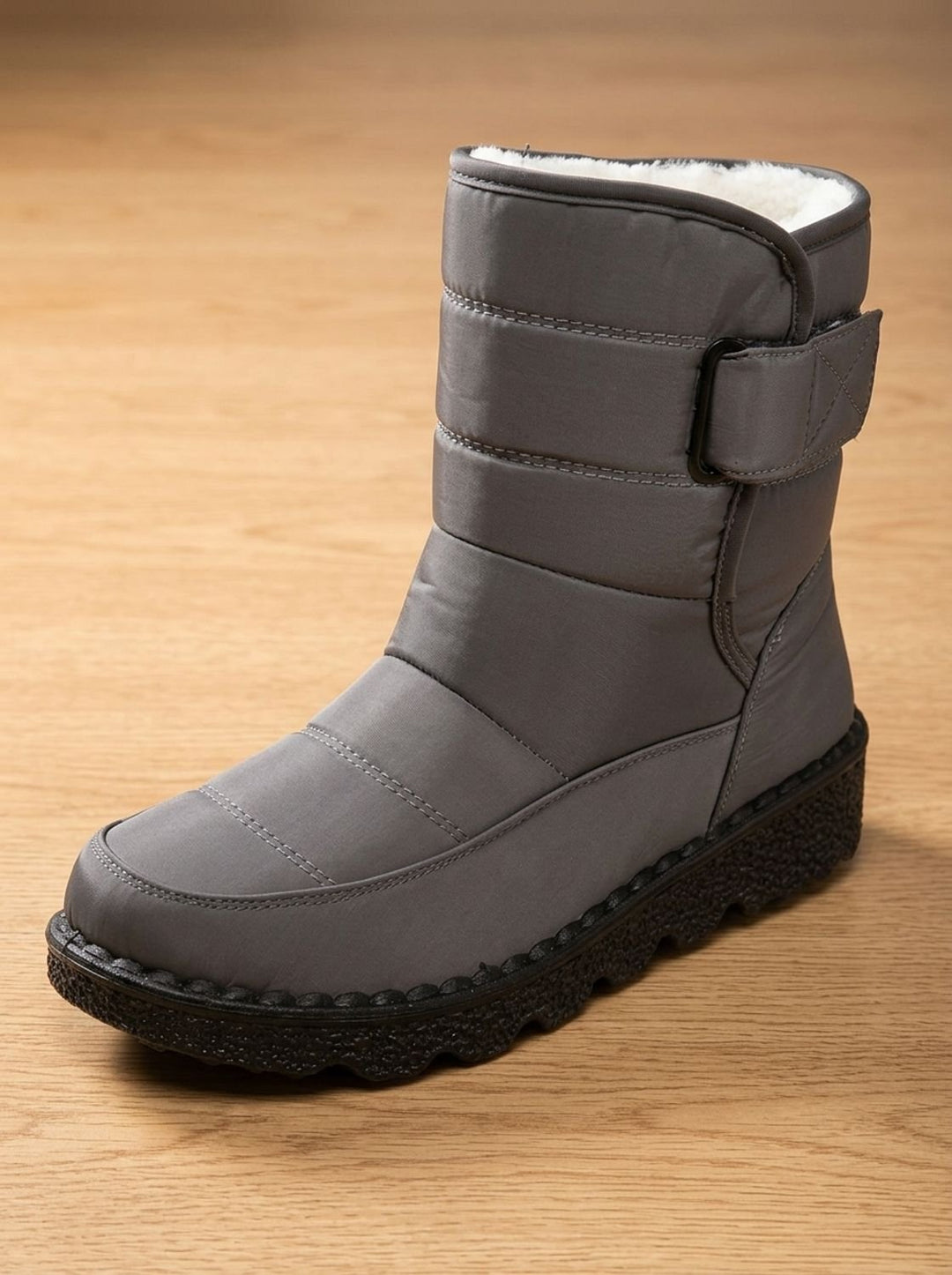 Women's Fleece-Lined Mid-Calf Winter Boots with Strap