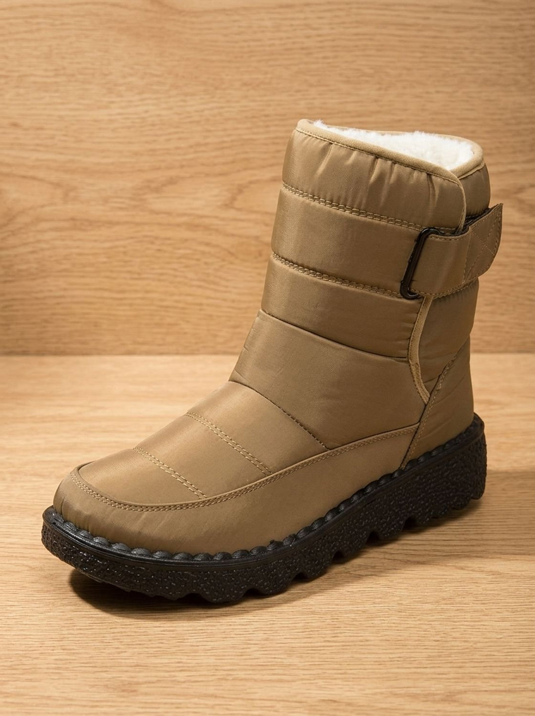 Women's Fleece-Lined Mid-Calf Winter Boots with Strap