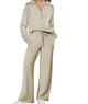 Women's Half-Zip Knit Lounge Set with Wide-Leg Pants