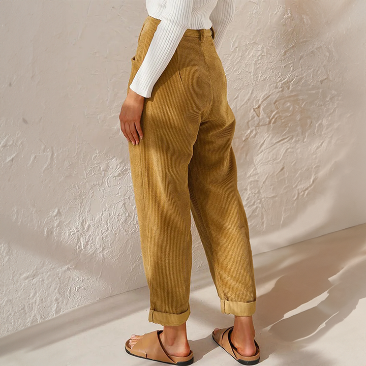 Women's High-Waist Corduroy Tapered Pants