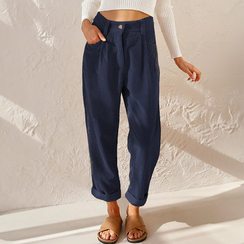Women's High-Waist Corduroy Tapered Pants
