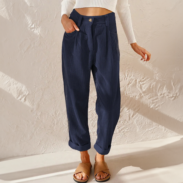 Women's High-Waist Corduroy Tapered Pants