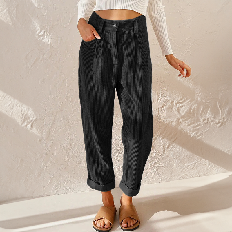 Women's High-Waist Corduroy Tapered Pants