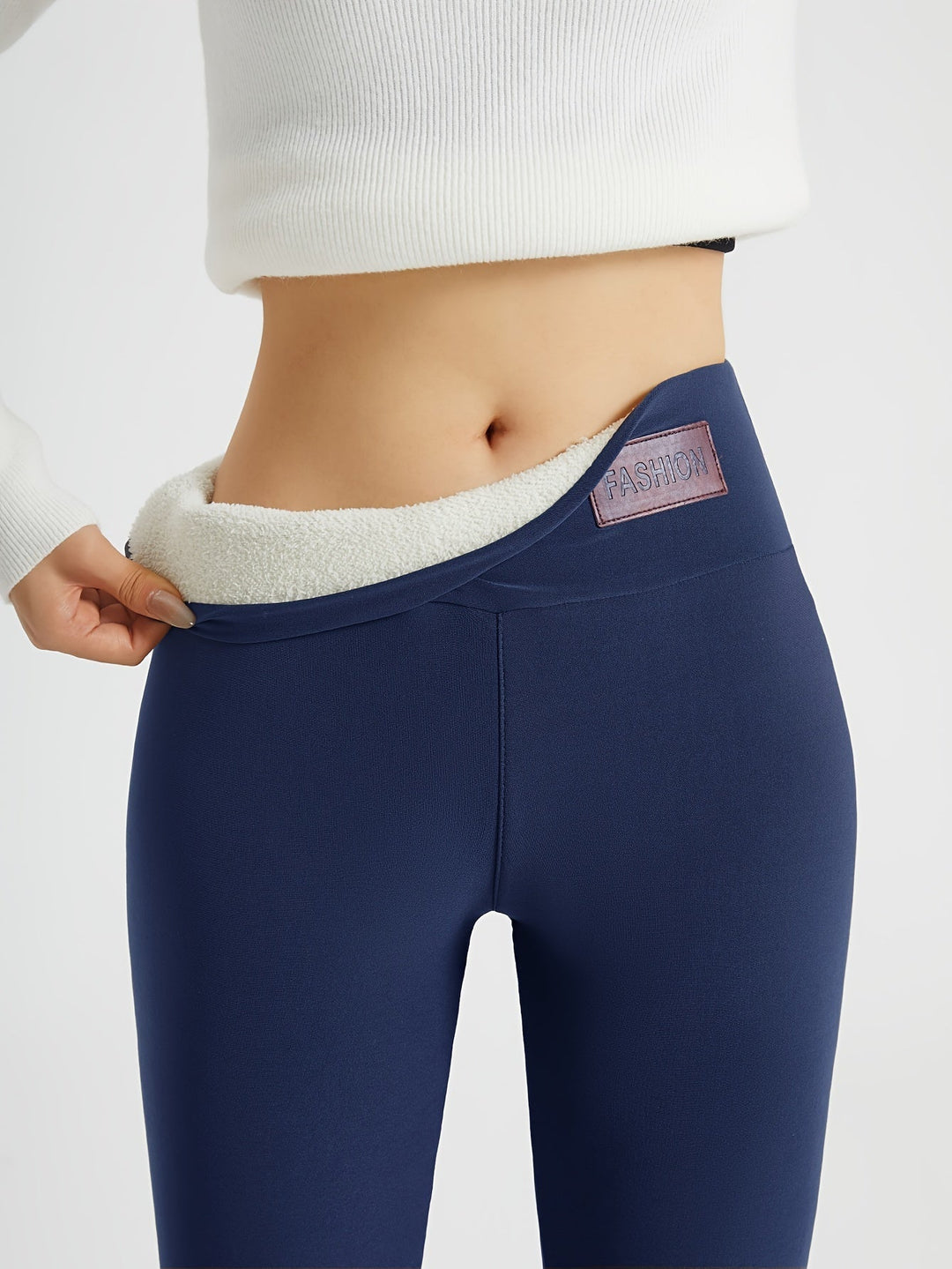 Women's High-Waist Fleece-Lined Leggings with Four-Way Stretch