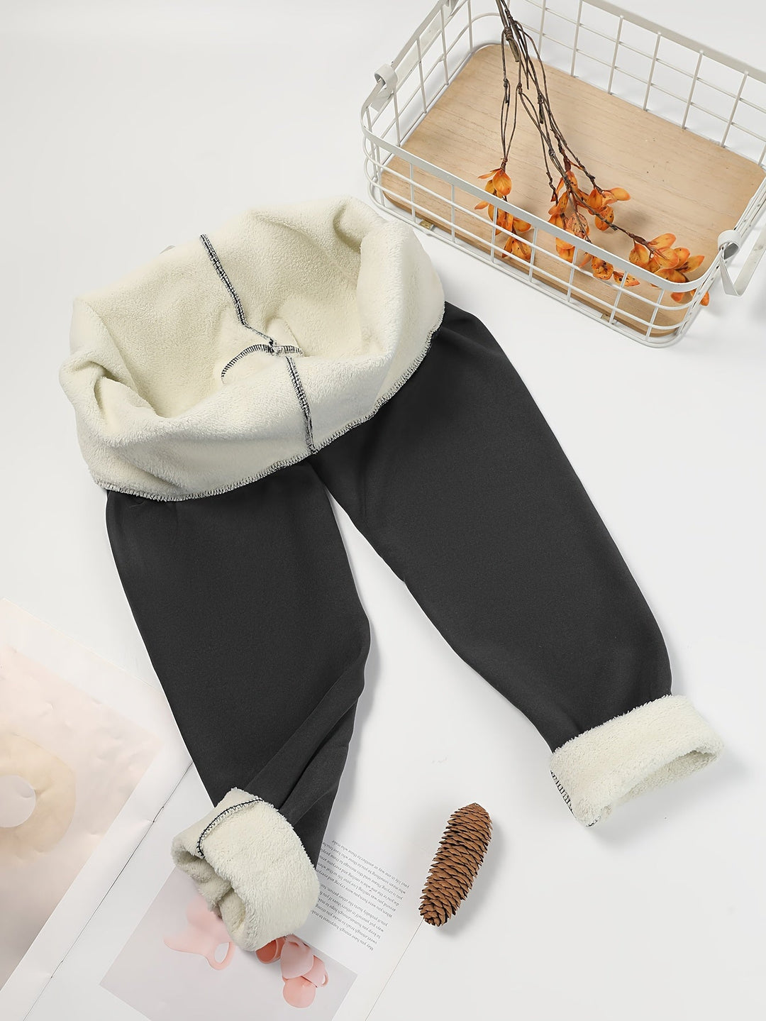 Women's High-Waist Fleece-Lined Leggings with Four-Way Stretch
