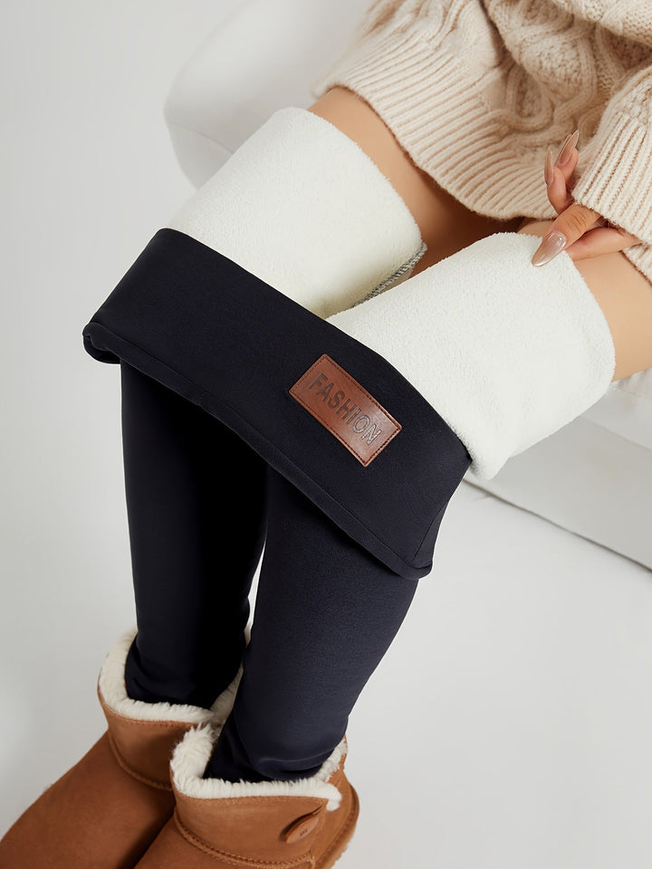 Women's High-Waist Fleece-Lined Leggings with Four-Way Stretch