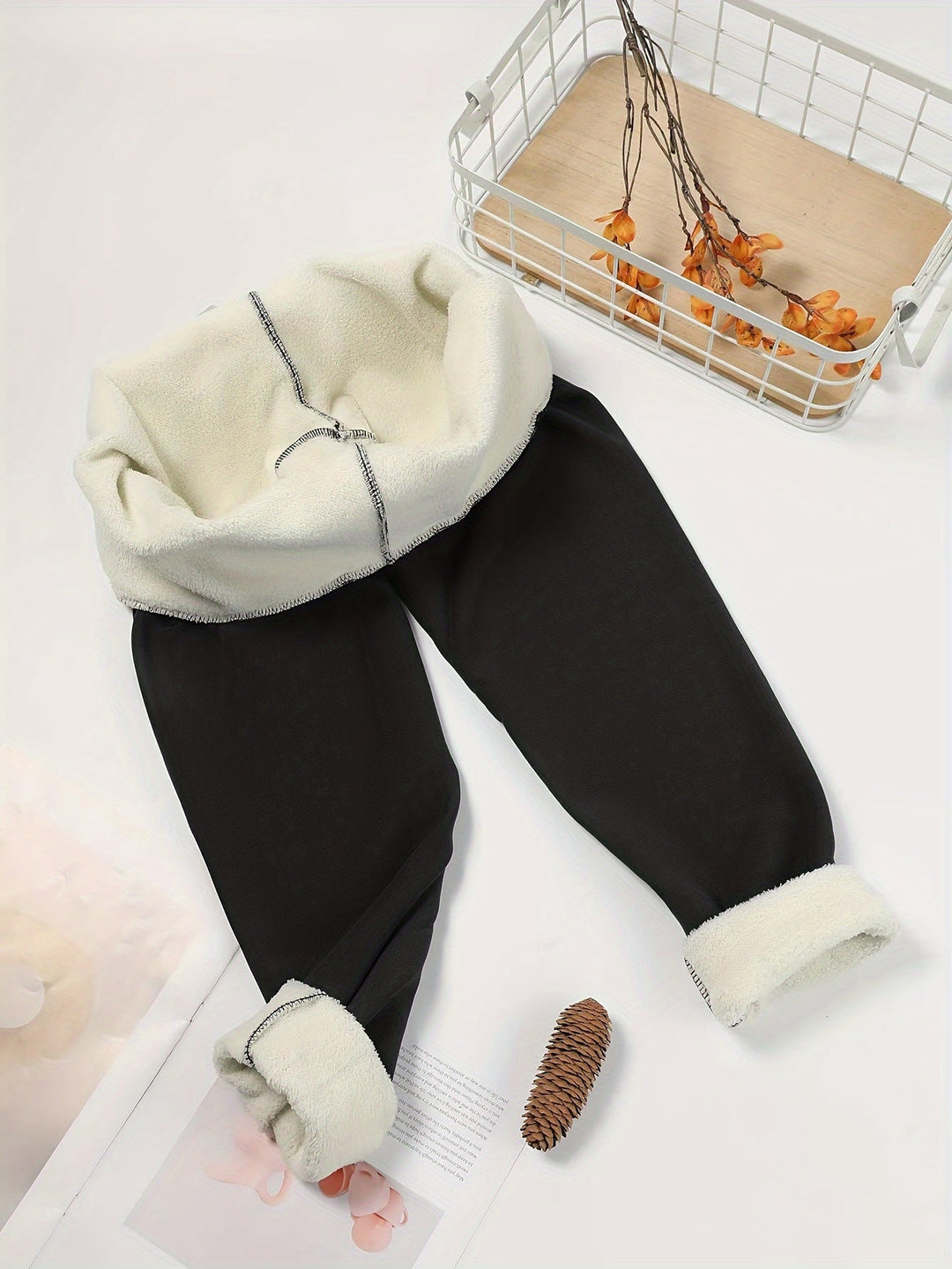 Women's High-Waist Fleece-Lined Leggings with Four-Way Stretch
