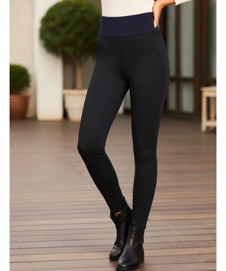 Women's High-Waist Fleece-Lined Leggings with Side Pocket