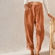 Women's High-Waisted Corduroy Trousers with Rolled Hem