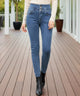 Women's High-Waisted Fleece-Lined Skinny Jeans with Button Front