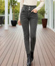 Women's High-Waisted Fleece-Lined Skinny Jeans with Button Front