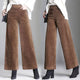 Women's High-Waisted Wide-Leg Corduroy Pants with Patch Pockets