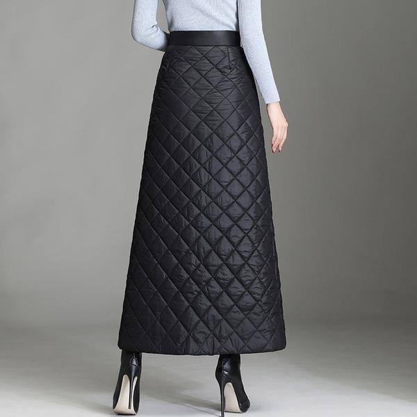 Women's Insulated Diamond-Stitch High-Waist A-Line Maxi Skirt