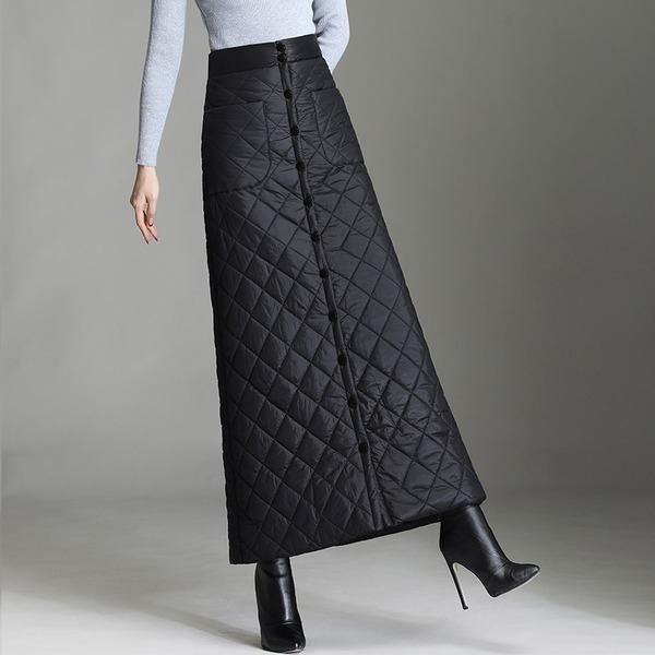 Women's Insulated Diamond-Stitch High-Waist A-Line Maxi Skirt