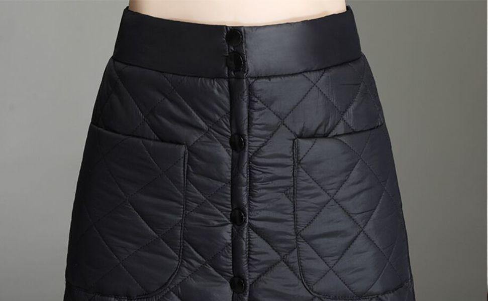 Women's Insulated Diamond-Stitch High-Waist A-Line Maxi Skirt
