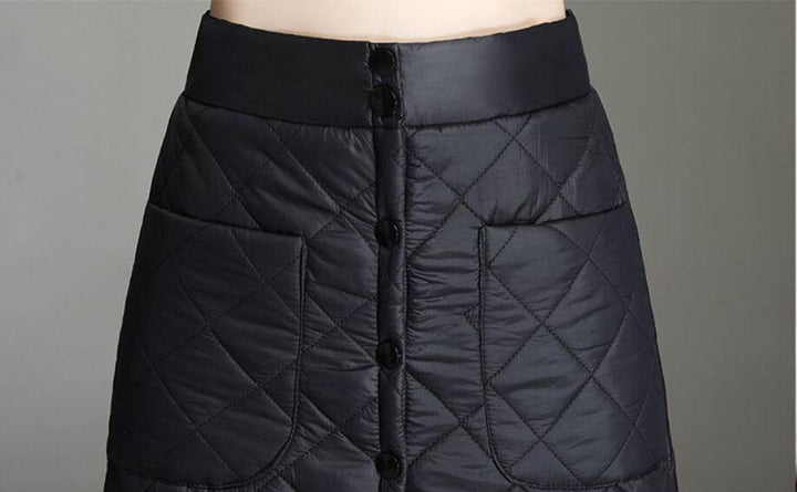 Women's Insulated Diamond-Stitch High-Waist A-Line Maxi Skirt