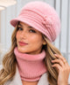 Women's Knit Cloche Hat and Scarf Set with Flower Detail