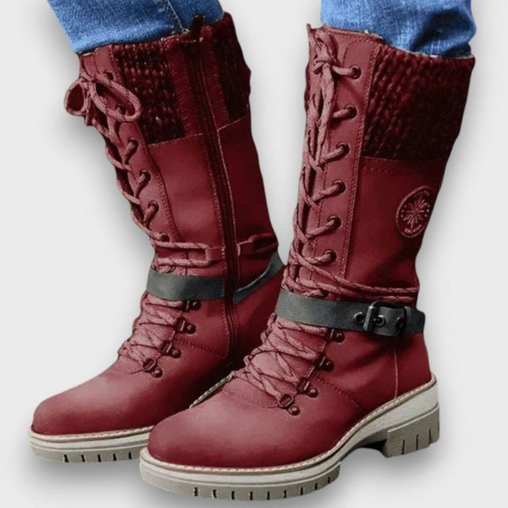 Women's Knit-Cuff Lace-Up Winter Boots