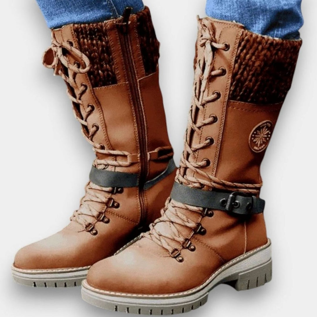 Women's Knit-Cuff Lace-Up Winter Boots