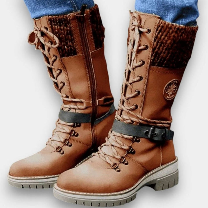 Women's Knit-Cuff Lace-Up Winter Boots