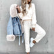 Women's Knit Lounge Set with Mock Neck Sweater