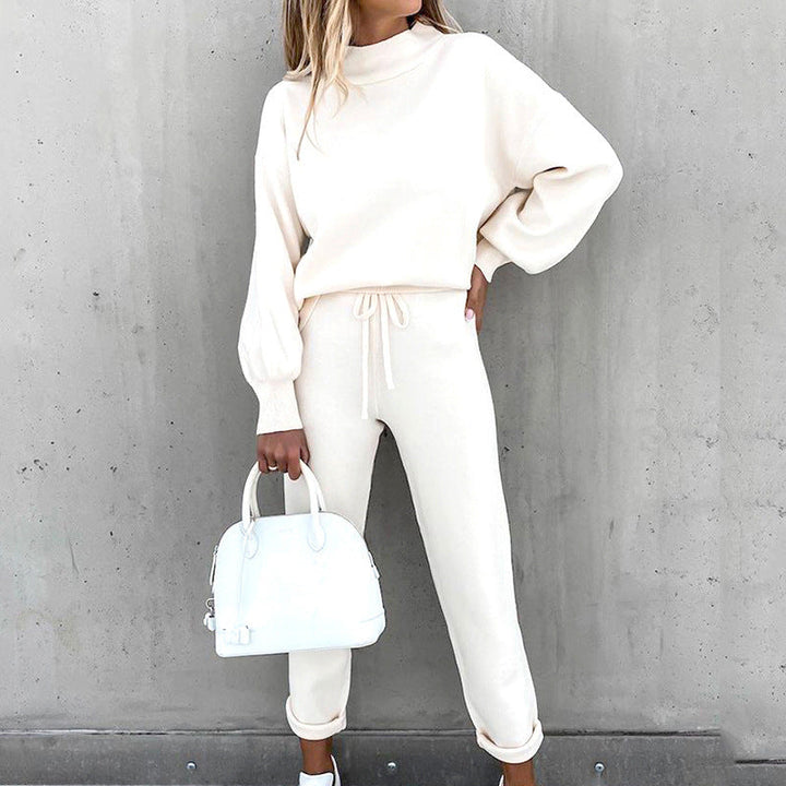 Women's Knit Lounge Set with Mock Neck Sweater