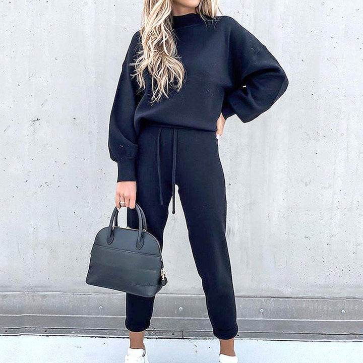 Women's Knit Lounge Set with Mock Neck Sweater