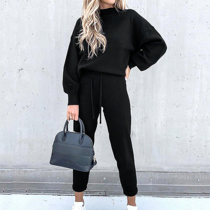 Women's Knit Lounge Set with Mock Neck Sweater