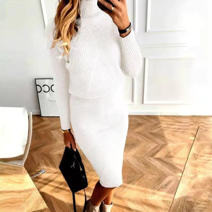 Women's Knit Turtleneck and Midi Skirt Set