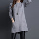 Women's Longline Knit Sweater Dress with Cable-Knit Pockets