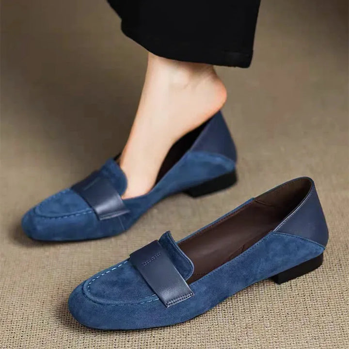 Women's Low Block Heel Loafers with Strap Detail