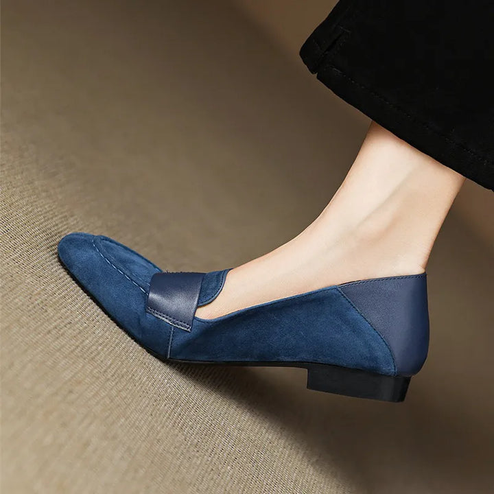 Women's Low Block Heel Loafers with Strap Detail