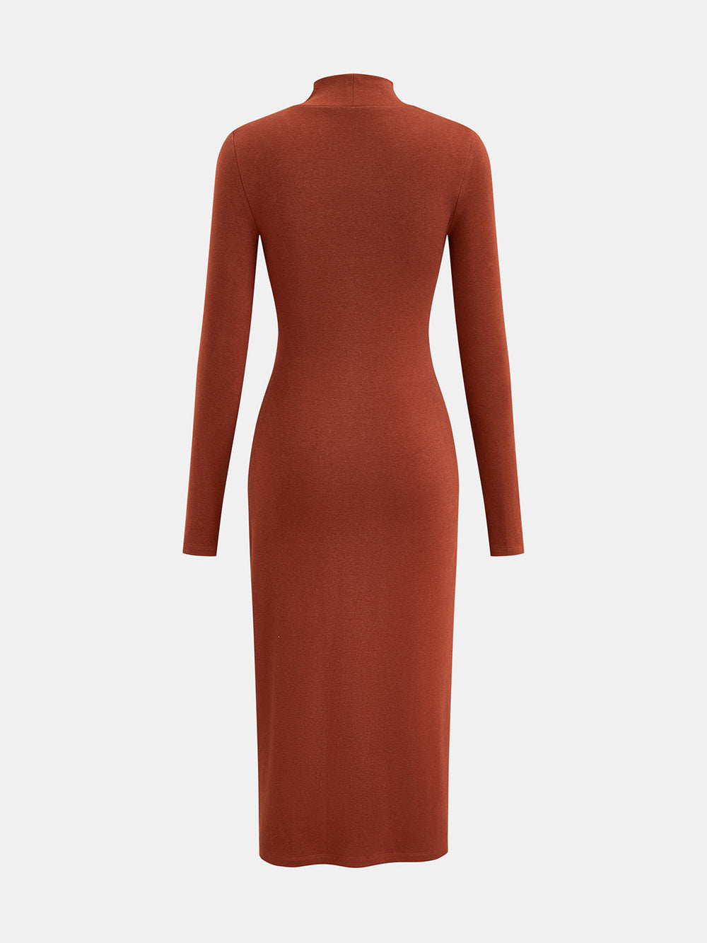 Women's Mock Neck Tie-Waist Long-Sleeve Jersey Maxi Dress