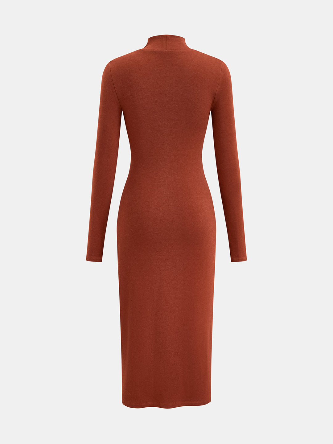 Women's Mock Neck Tie-Waist Long-Sleeve Jersey Maxi Dress