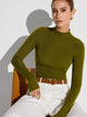 Women's Mock Neck Wool-Blend Fitted Knit Top