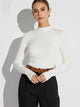 Women's Mock Neck Wool-Blend Fitted Knit Top