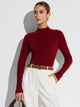 Women's Mock Neck Wool-Blend Fitted Knit Top