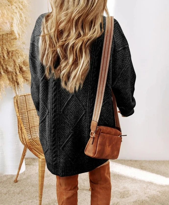 Women's Oversized Cable Knit Sweater Dress