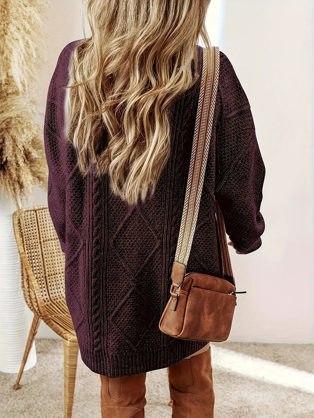 Women's Oversized Cable Knit Sweater Dress