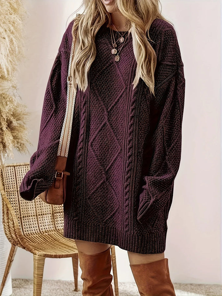 Women's Oversized Cable Knit Sweater Dress