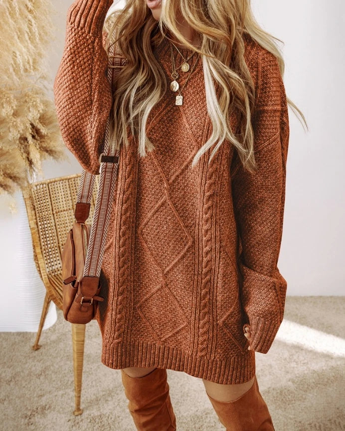 Women's Oversized Cable Knit Sweater Dress
