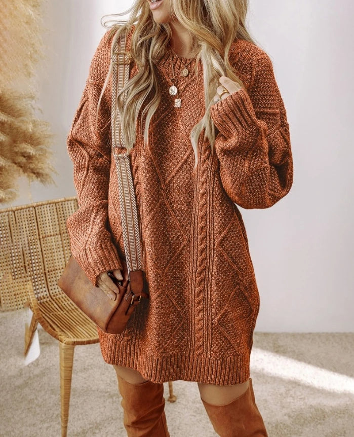 Women's Oversized Cable Knit Sweater Dress