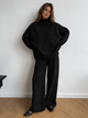 Women's Oversized Turtleneck Sweater and Wide-Leg Knit Pants Set