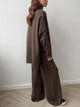 Women's Oversized Turtleneck Sweater and Wide-Leg Knit Pants Set