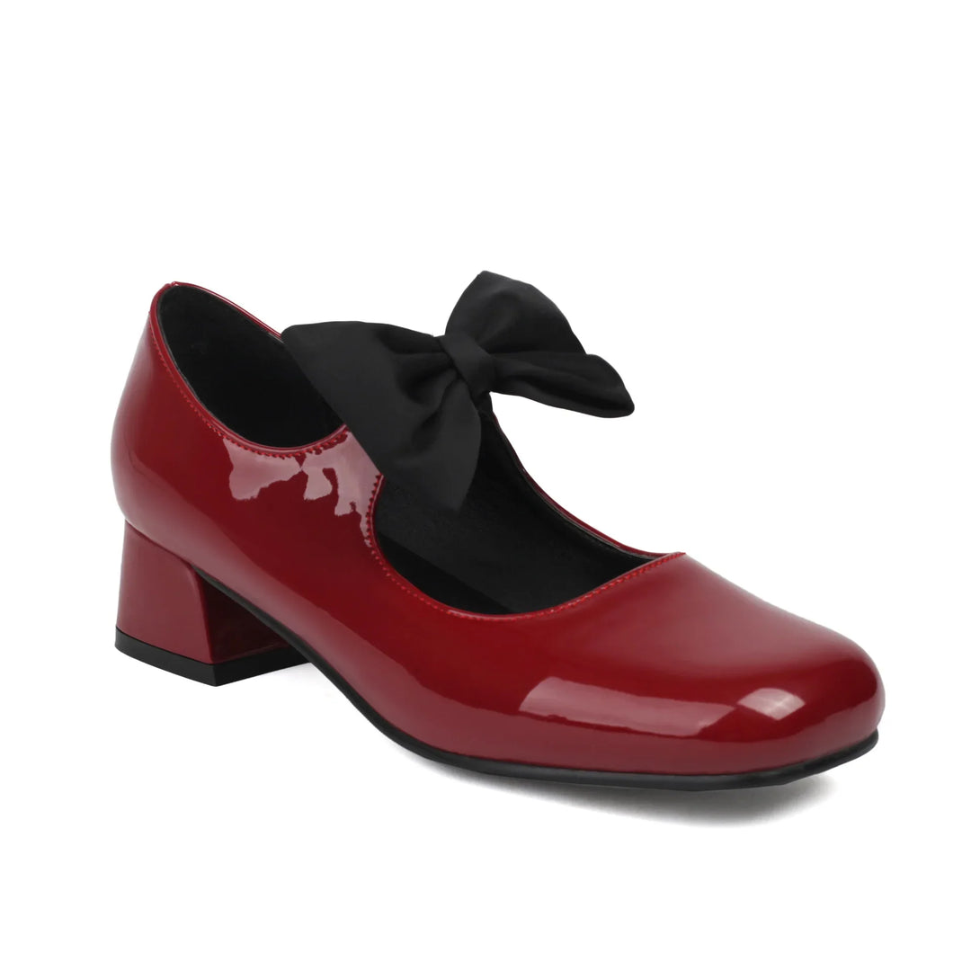 Women's Patent Mary Jane Pumps with Oversized Bow